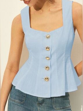 Commense Button Down Peplum Top